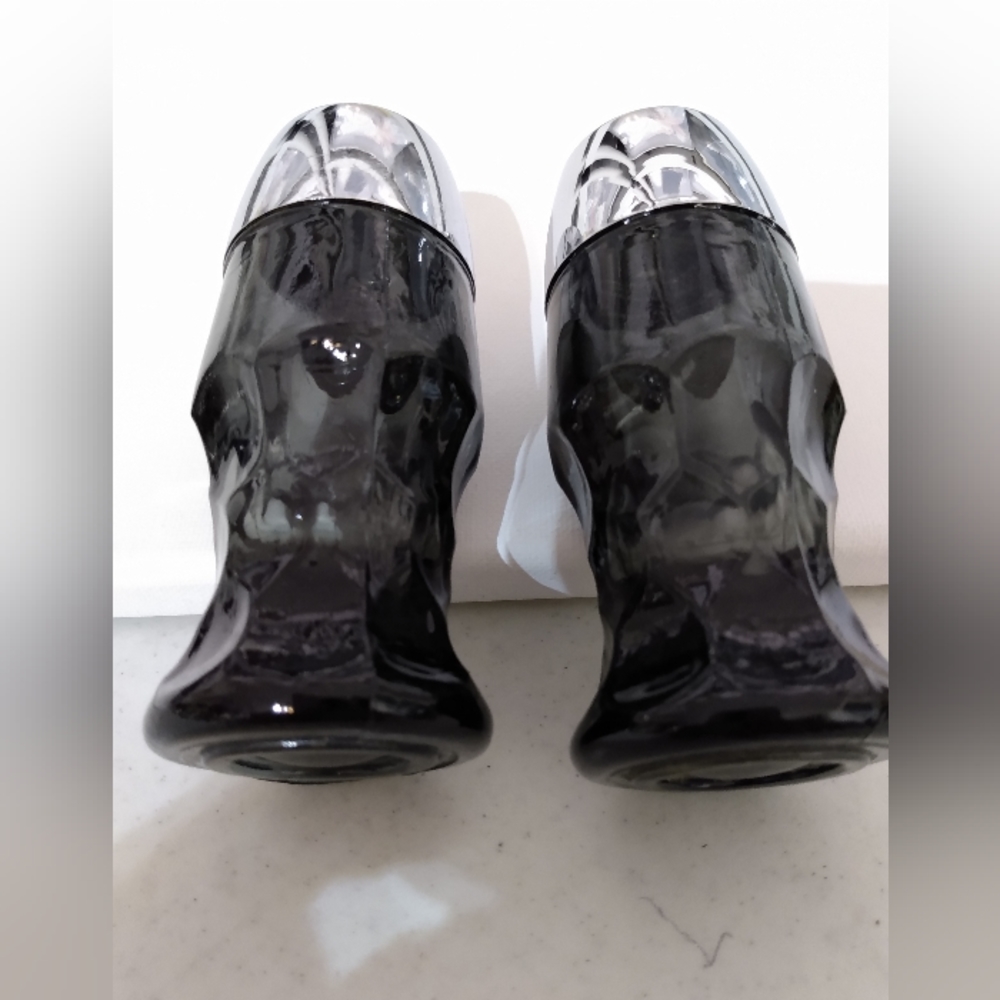 Georgian smoke gray glass vintage salt & Pepper shakers